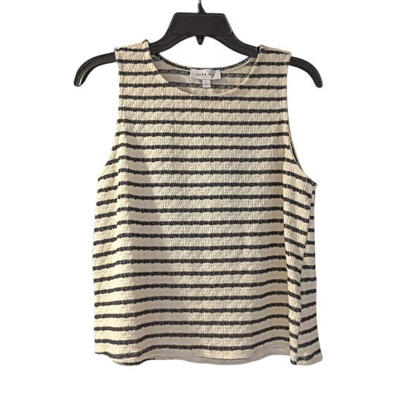 Gilli Tops - Gilli Women's Sleeveless Blouse Top Black and White Striped Size Large L EUC